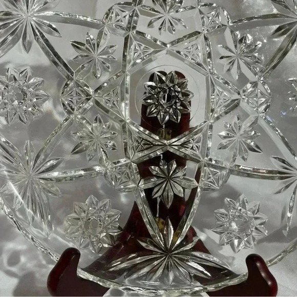 Vintage Anchor Hocking 11” Star Of David Crystal Platter - Picture 4 of 4
